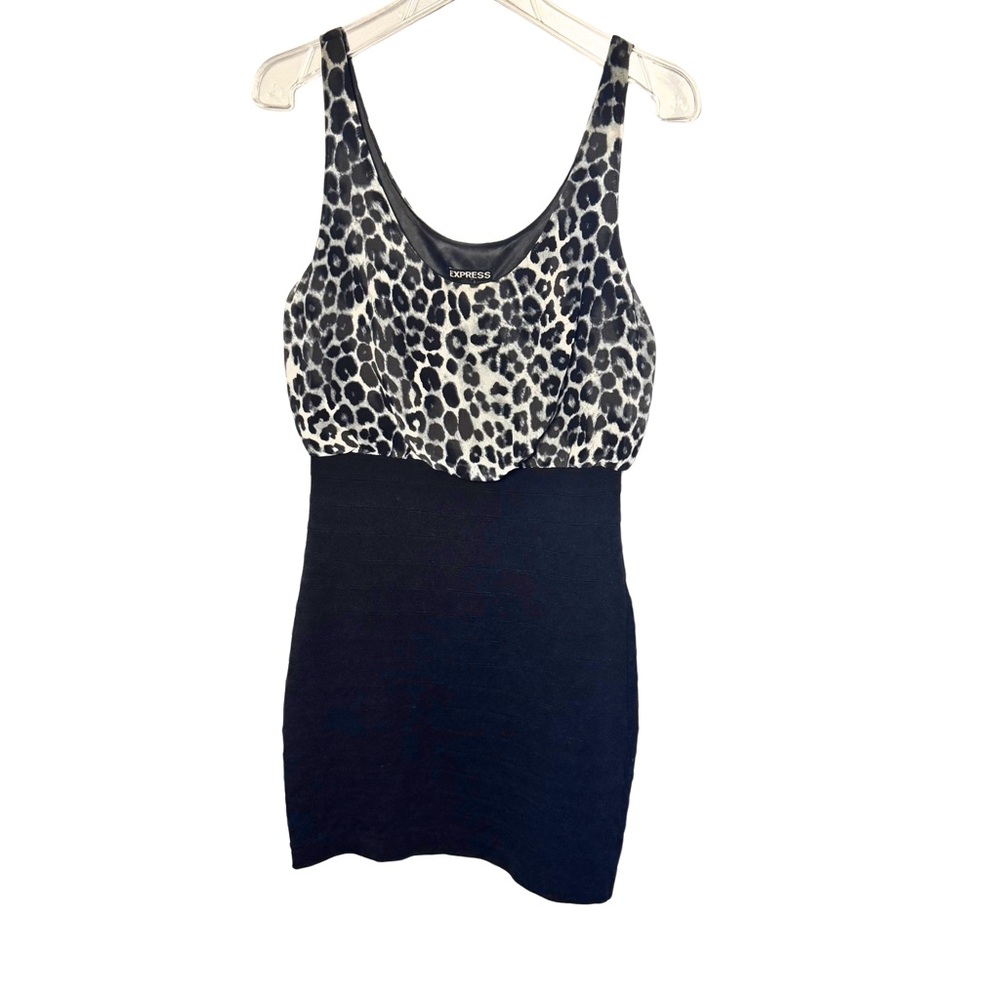 Express Animal Print Bodycon Party Mini Dress Size XS Mob‎ Wife Bougie Night Out